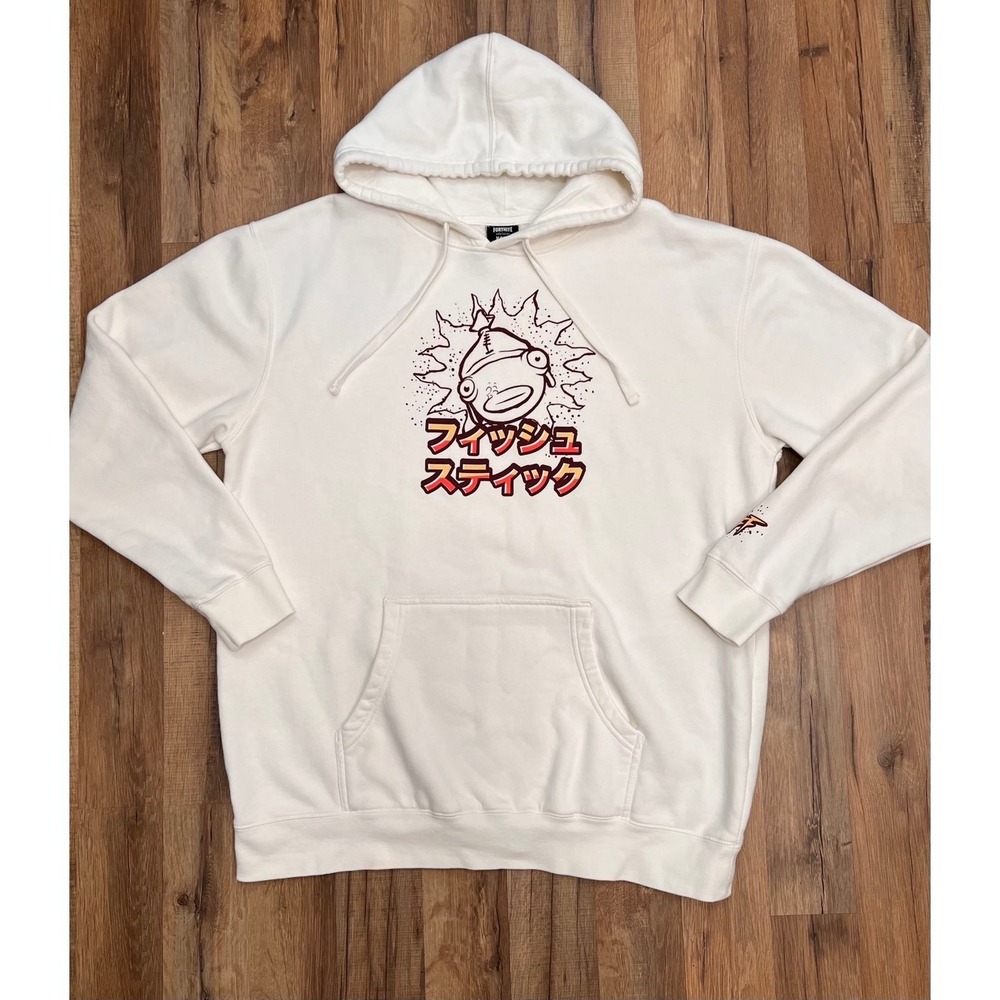 Hoodie Fortnite x Neff Fishstick Hoodie White‎ Graphic Japanese Print XL